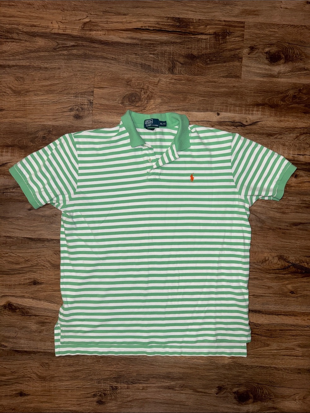 Polo Ralph Lauren Green & White Striped Polo